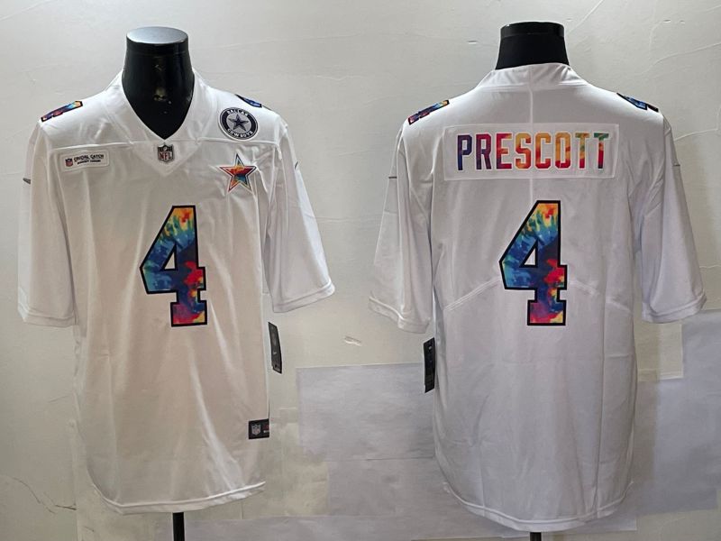 Men Dallas Cowboys #4 Prescott White Rainbow 2024 Nike Limited NFL Jersey style 01081->dallas cowboys->NFL Jersey